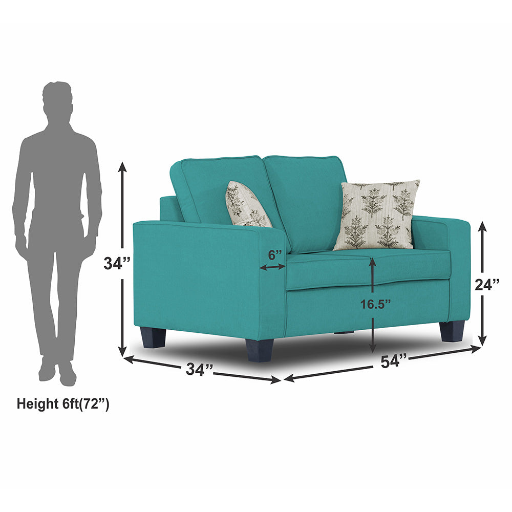 Adorn India Camden 2 Seater Sofa (Aqua Blue) (3 Year Warranty)
