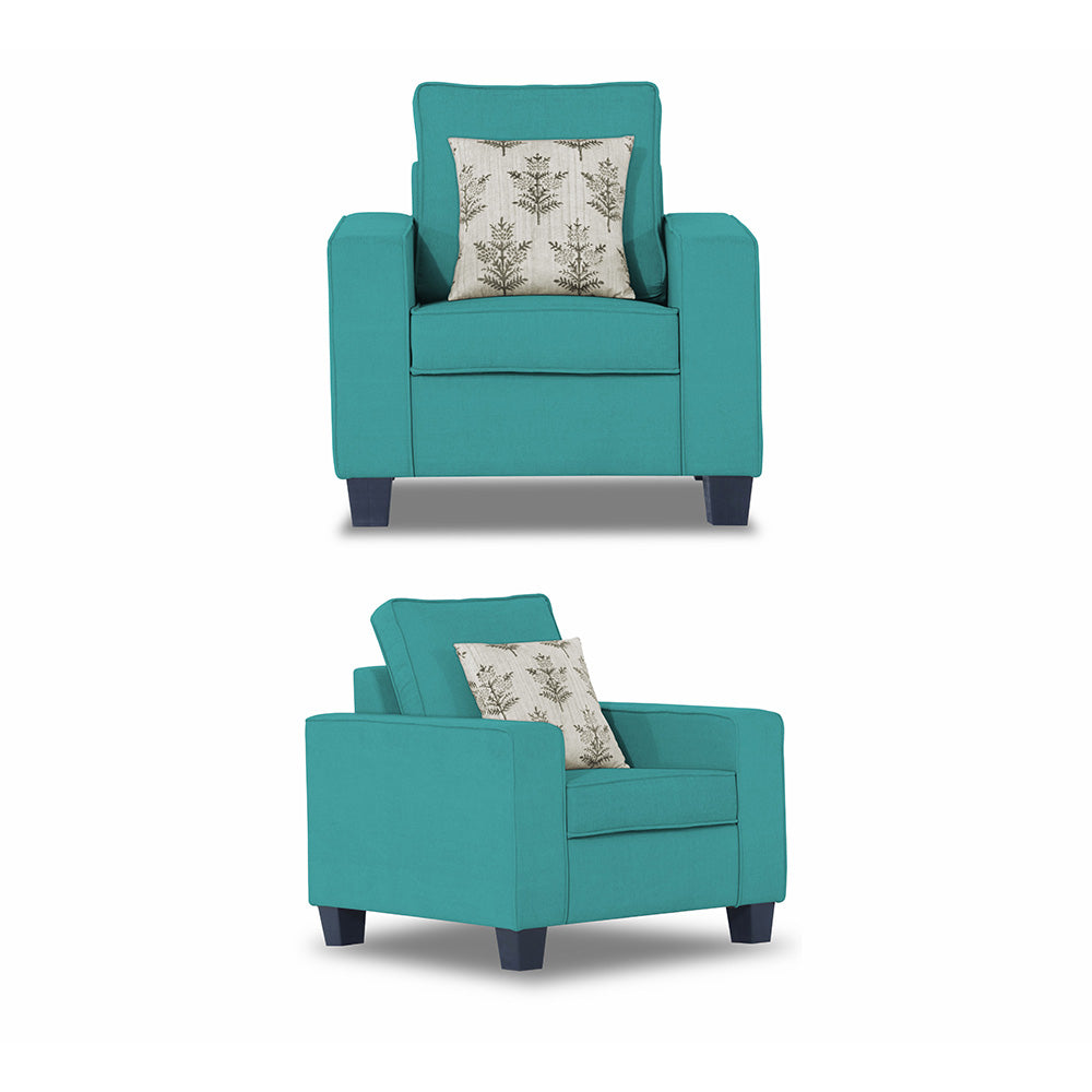 Adorn India Camden 3+1+1 5 Seater Sofa Set (Aqua Blue) (3 Year Warranty)