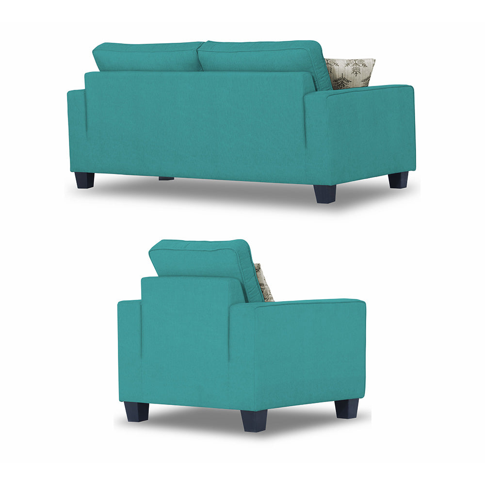Adorn India Camden 3+1+1 5 Seater Sofa Set (Aqua Blue) (3 Year Warranty)