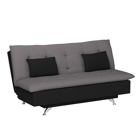 Adorn India Aspen 3 Seater Sofa Cum Bed (Medium Grey & Black) (3 Year Warranty)