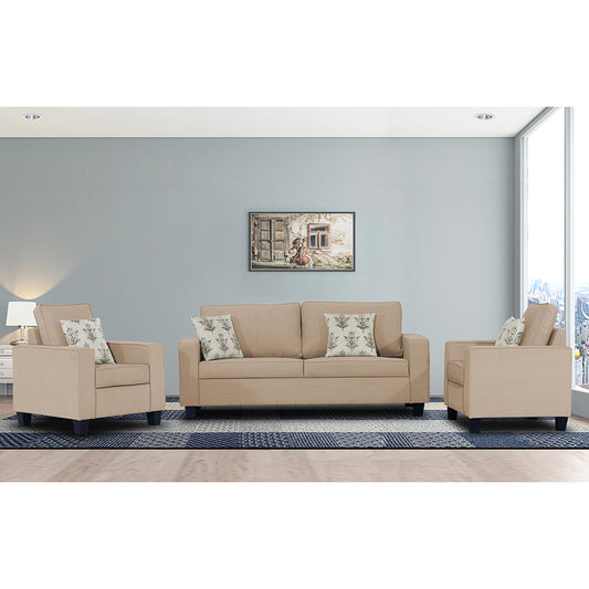 Adorn India Camden 3+1+1 5 Seater Sofa Set (Beige) (3 Year Warranty)