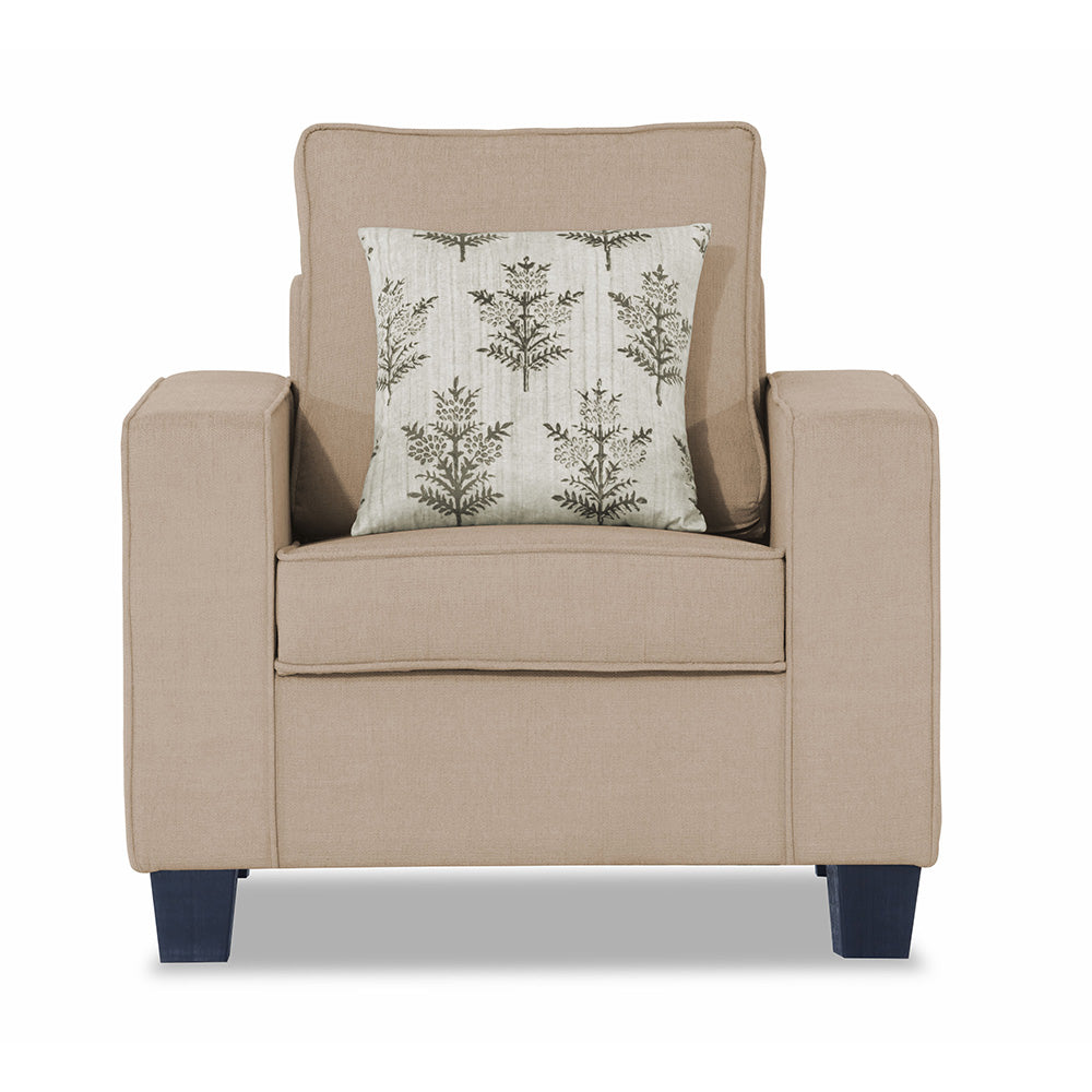 Adorn India Camden 1 Seater Sofa (Beige) (3 Year Warranty)