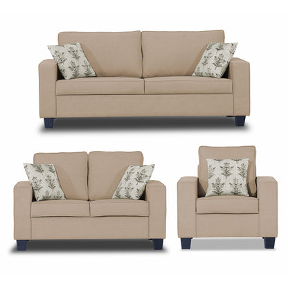 Adorn India Camden 3+2+1 6 Seater Sofa Set (Beige) (3 Year Warranty)