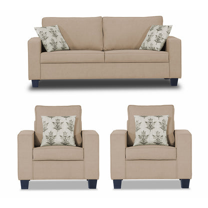 Adorn India Camden 3+1+1 5 Seater Sofa Set (Beige) (3 Year Warranty)