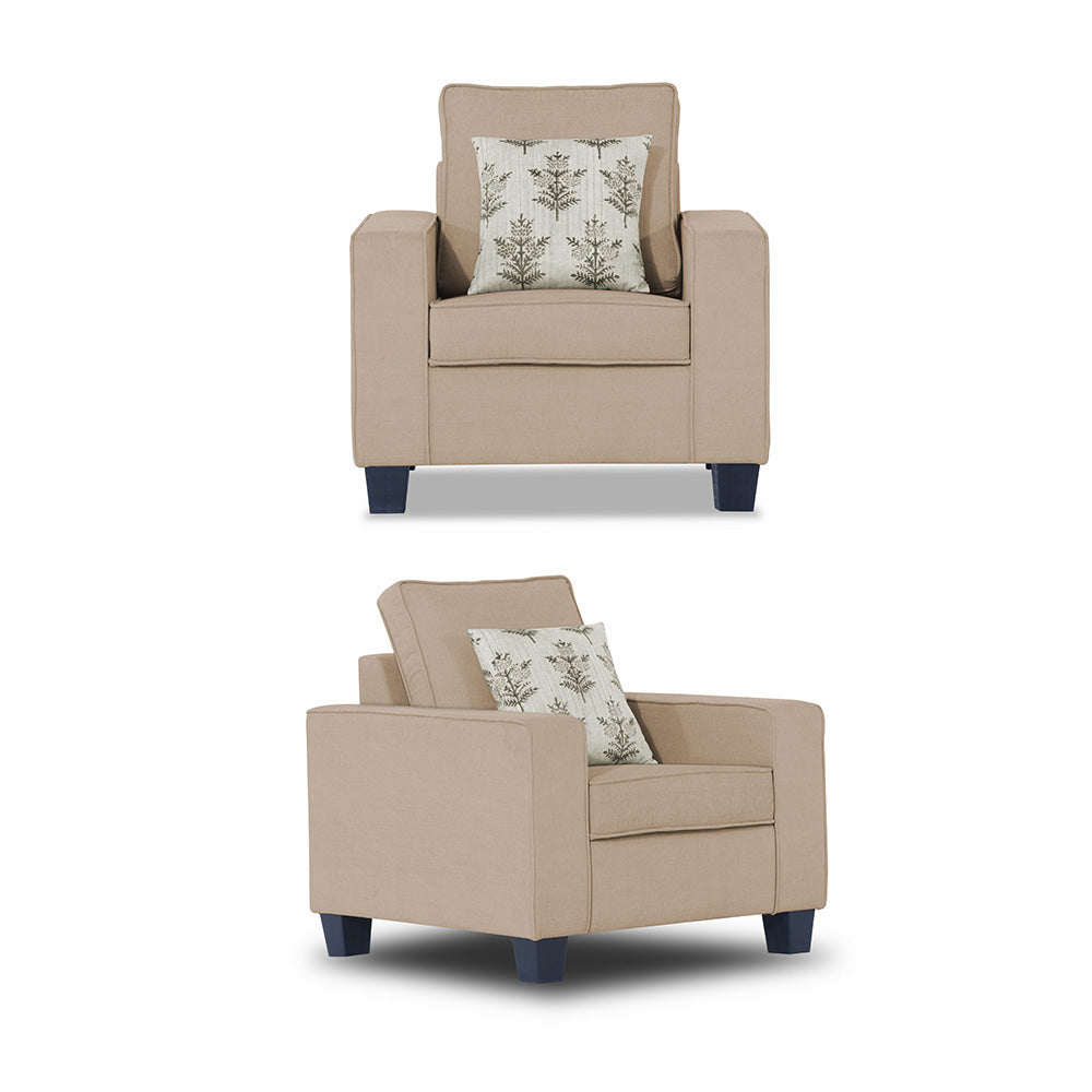 Adorn India Camden 3+1+1 5 Seater Sofa Set (Beige) (3 Year Warranty)