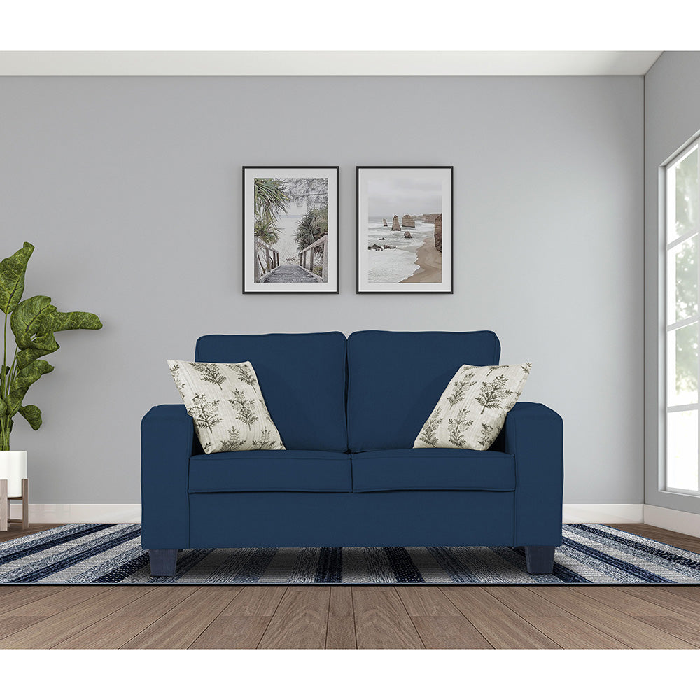 Adorn India Camden 2 Seater Sofa (Blue) (3 Year Warranty)