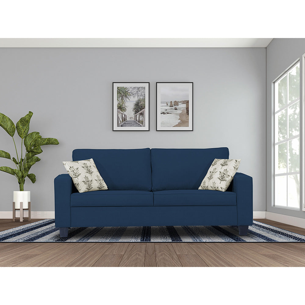 Adorn India Camden 3 Seater Sofa (Blue) (3 Year Warranty)