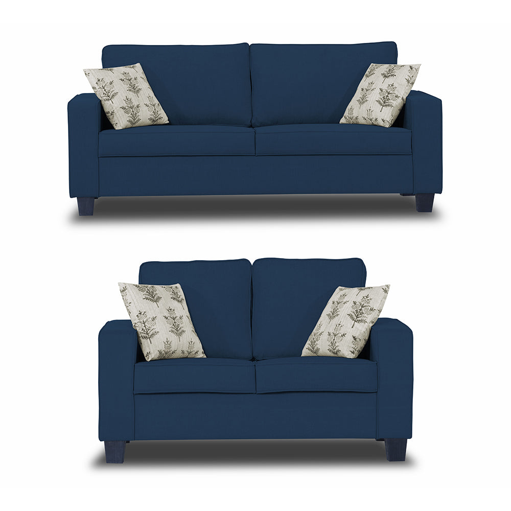 Adorn India Camden 3+2 5 Seater Sofa Set (Blue) (3 Year Warranty)