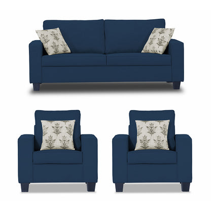 Adorn India Camden 5 Seater 3-1-1 Sofa Set (Blue) (3 Year Warranty)