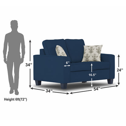 Adorn India Camden 2 Seater Sofa (Blue) (3 Year Warranty)