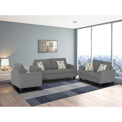 Adorn India Camden 3+2+1 6 Seater Sofa Set (Grey) (3 Year Warranty)