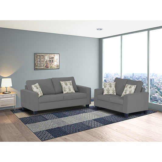 Adorn India Camden 3+2 5 Seater Sofa Set (Grey) (3 Year Warranty)