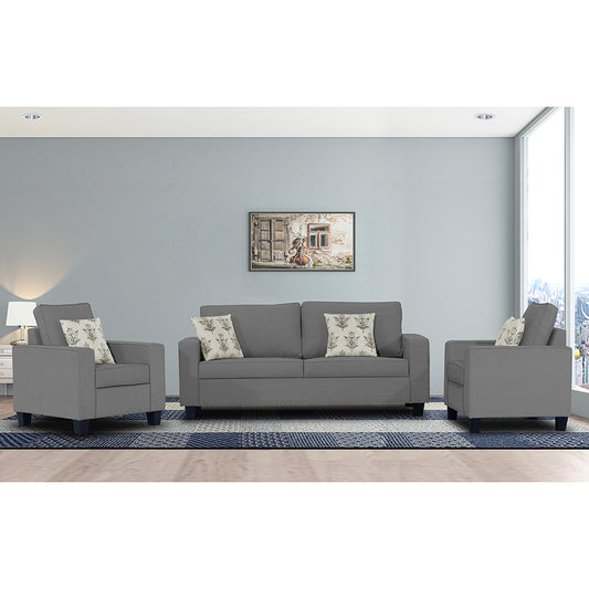 Adorn India Camden 3+1+1 5 Seater Sofa Set (Grey) (3 Year Warranty)