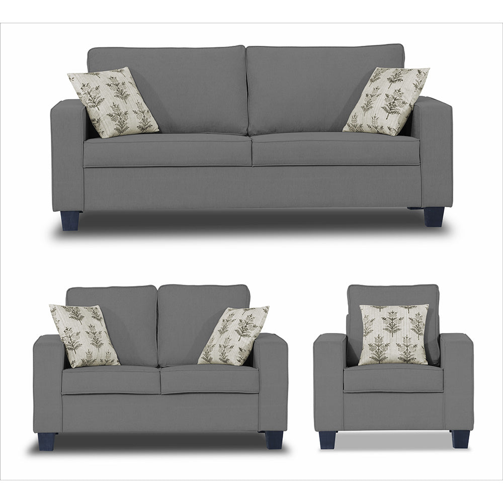 Adorn India Camden 3+2+1 6 Seater Sofa Set (Grey) (3 Year Warranty)