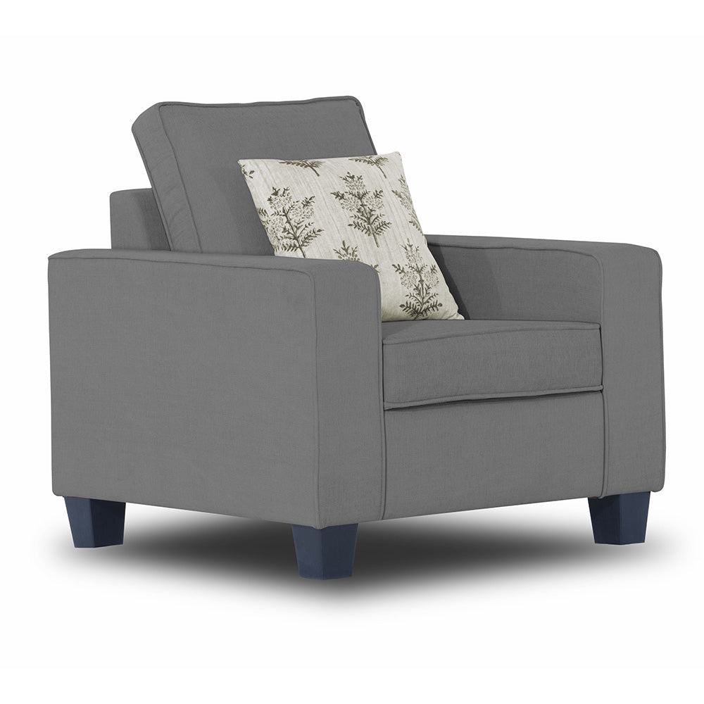 Adorn India Camden 1 Seater Sofa (Grey) (3 Year Warranty)
