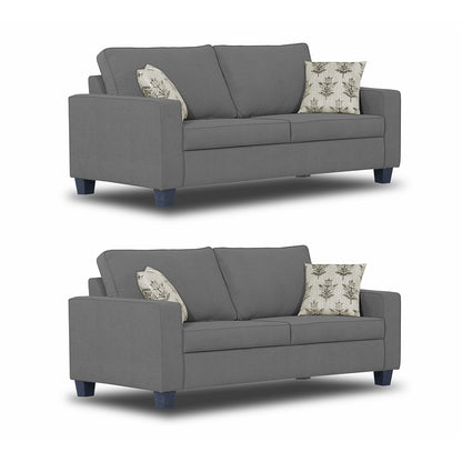 Adorn India Camden 3+2 5 Seater Sofa Set (Grey) (3 Year Warranty)