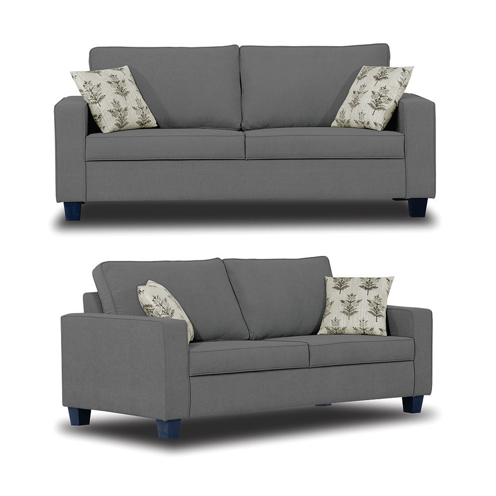 Adorn India Camden 3+1+1 5 Seater Sofa Set (Grey) (3 Year Warranty)
