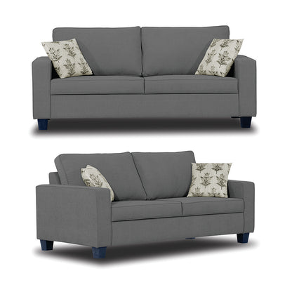 Adorn India Camden 3+1+1 5 Seater Sofa Set (Grey) (3 Year Warranty)