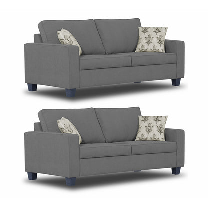 Adorn India Camden 3+2+1 6 Seater Sofa Set (Grey) (3 Year Warranty)