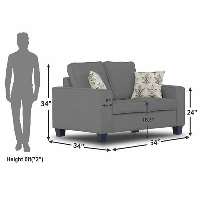 Adorn India Camden 2 Seater Sofa (Grey) (3 Year Warranty)