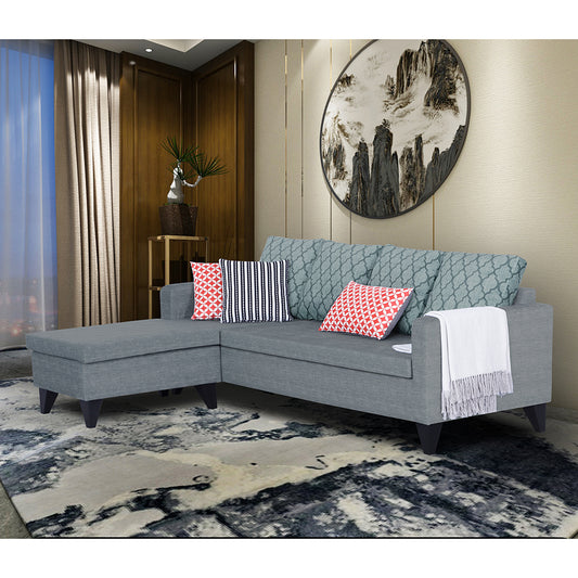 Adorn India Dorothy Blossom L Shape 5 Seater Sofa Set (Left Hand Side) (Grey) (3 Year Warranty)
