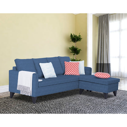 Adorn India Jonas Decent L Shape 5 Seater Sofa Set RHS (Blue) (3 Year Warranty)