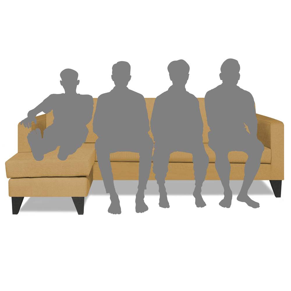 Adorn India Aladra L Shape Decent 5 Seater Sofa Set LHS (Beige) (3 Year Warranty)