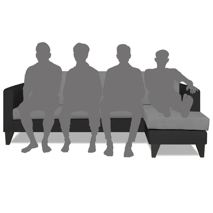 Adorn India Aladra L Shape Decent 5 Seater Sofa Set RHS (Grey & Black) (3 Year Warranty)