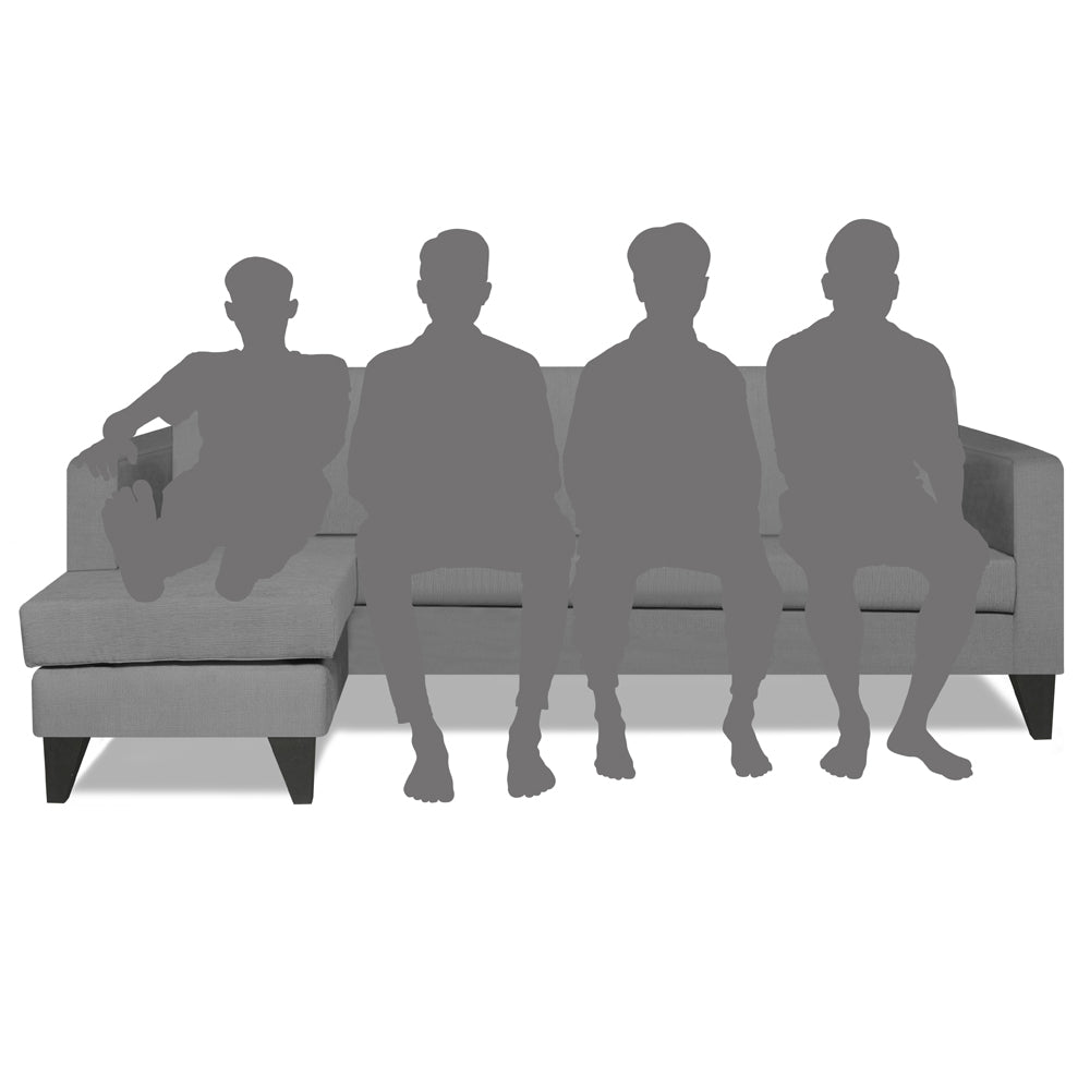 Adorn India Aladra L Shape Decent 5 Seater Sofa Set LHS (Grey) (3 Year Warranty)