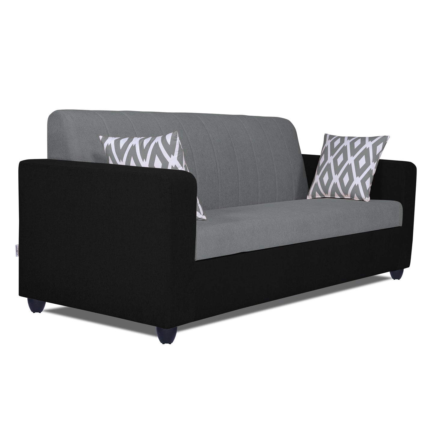 Adorn India Rio Highback 3 Seater Sofa(Black & Grey) (3 Year Warranty)