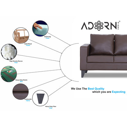 Adorn India Straight line Plus Leatherette 3+2 5 Seater Sofa Set (Brown) (3 Year Warranty)