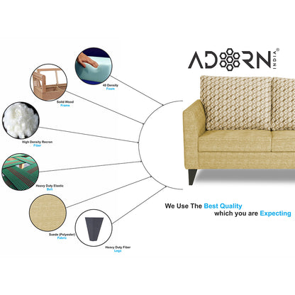 Adorn India Tornado Bricks 3+2 5 Seater Sofa Set with Centre Table (Beige)