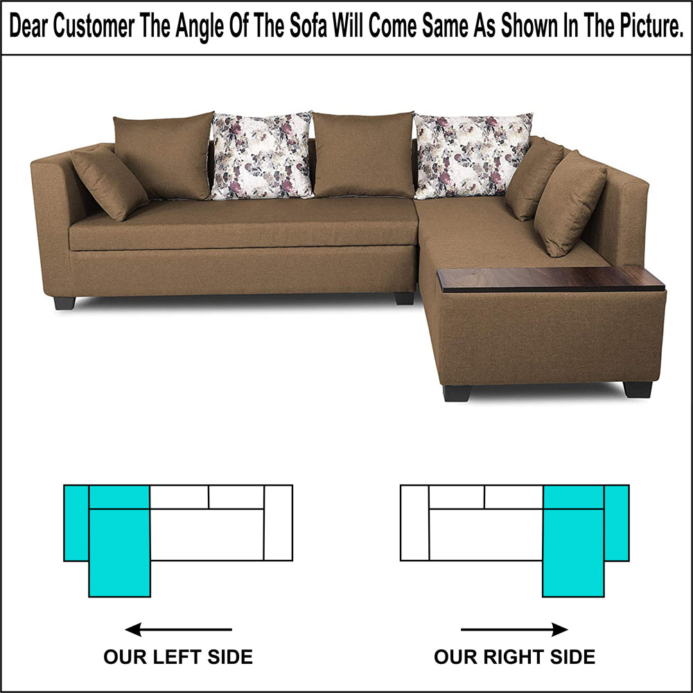Adorn India Mclain L Shape 6 Seater Sofa (Camel)