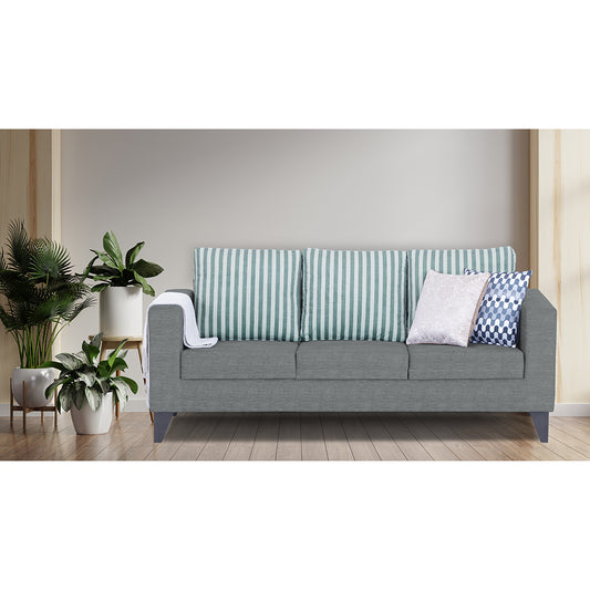 Adorn India Straight Line Plus Stripes 3 Seater Sofa (Grey) (3 Year Warranty)