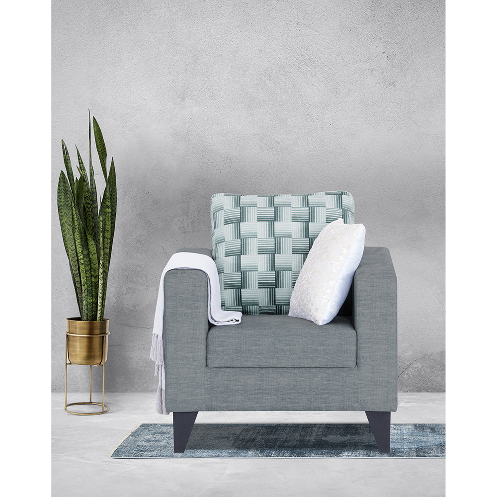 Adorn India Straight line Plus Bricks 1 Seater Sofa (Grey) (3 Year Warranty)