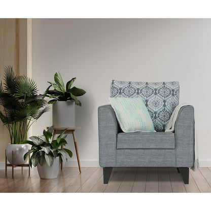Adorn India Cortina Damask 1 Seater Sofa (Grey)