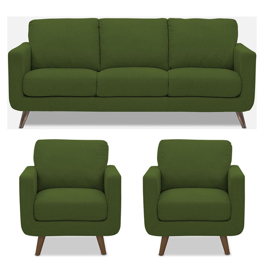 Adorn India Damian 3-1-1 5 Seater Sofa Set (Green)