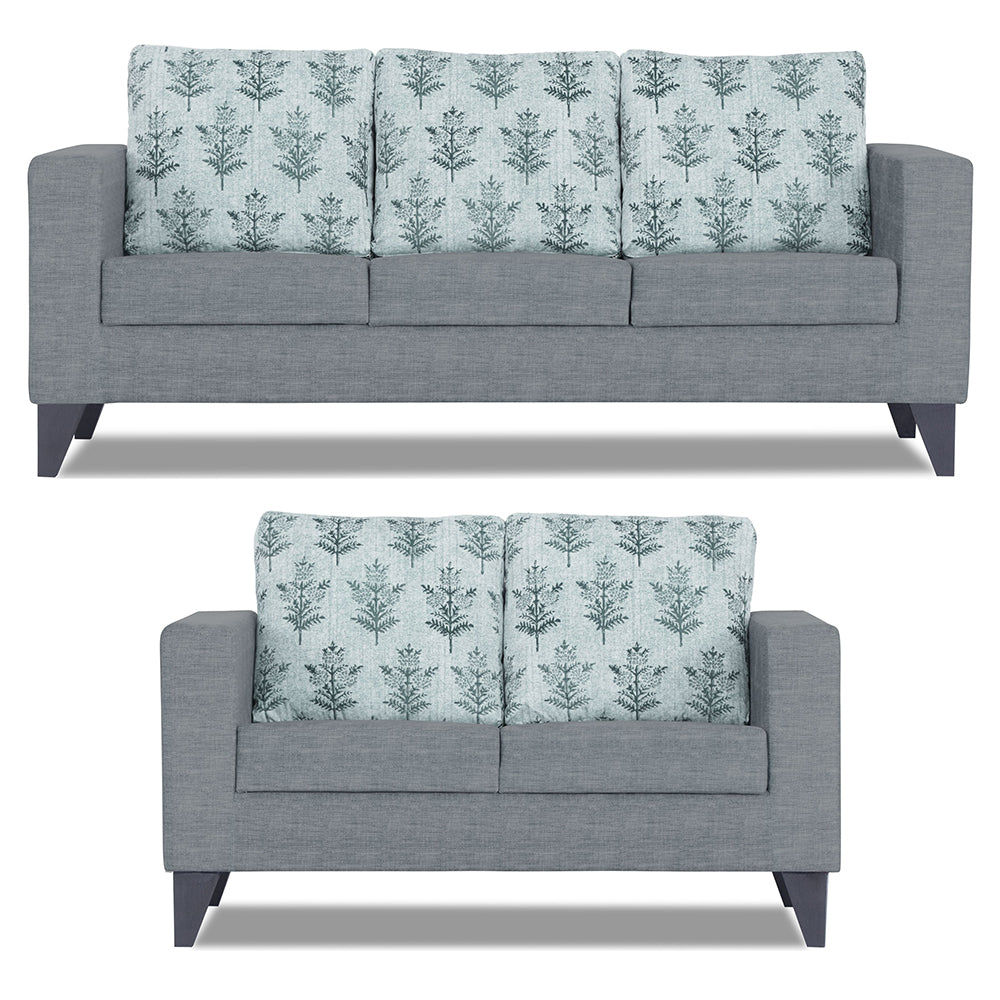 Adorn India Straight line Plus Leaf 3+2 5 Seater Sofa Set (Grey) (3 Year Warranty)