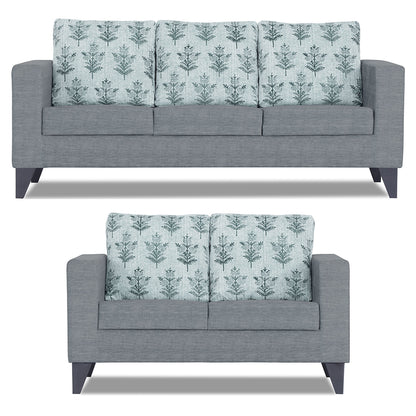 Adorn India Straight line Plus Leaf 3+2 5 Seater Sofa Set (Grey) (3 Year Warranty)