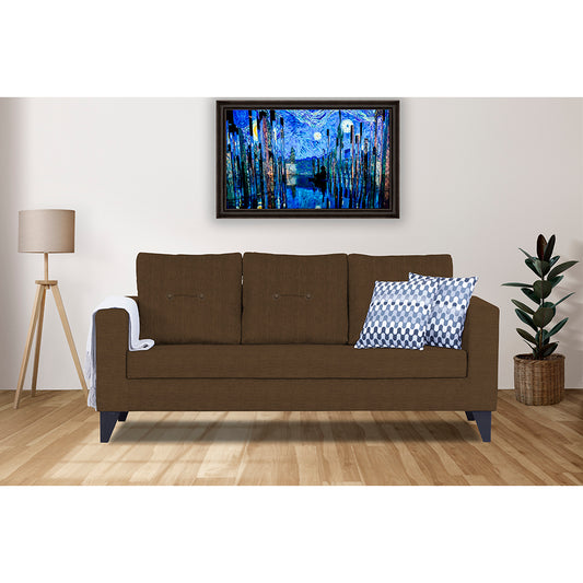Adorn India Hallton Tufted 3 Seater Sofa (Brown) (3 Year Warranty)