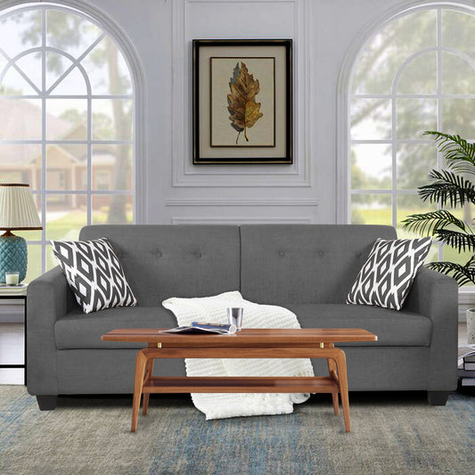Adorn India Blazer Plus 3 Seater Sofa (Grey)