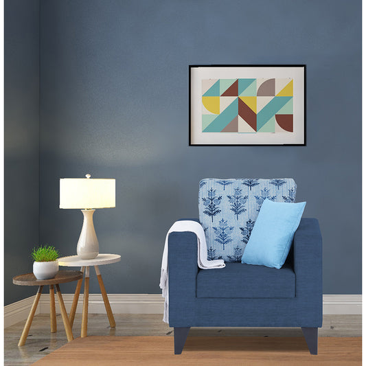 Adorn India Straight line Plus Leaf 1 Seater Sofa (Blue) (3 Year Warranty)