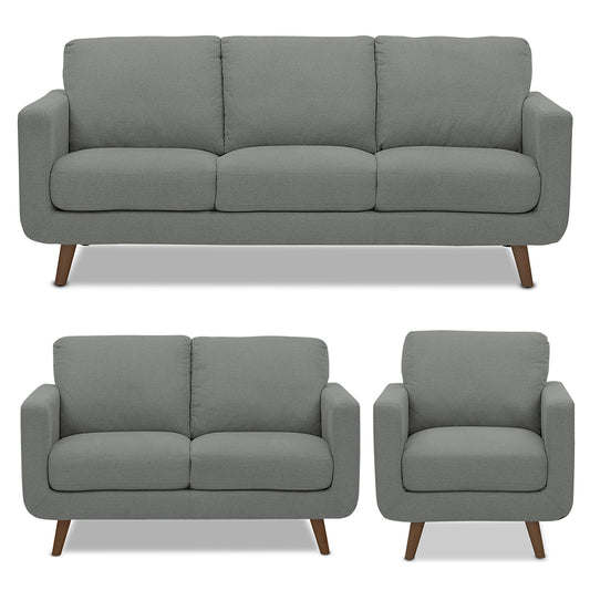 Adorn India Damian 3+2+1 6 Seater Sofa Set (Grey) (3 Year Warranty)