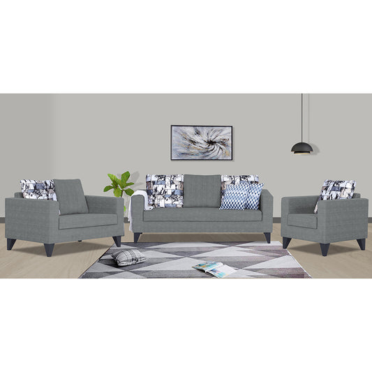 Adorn India Hallton Digitel Print Cushion 3+2+1 6 Seater Sofa Set (Grey) (3 Year Warranty)
