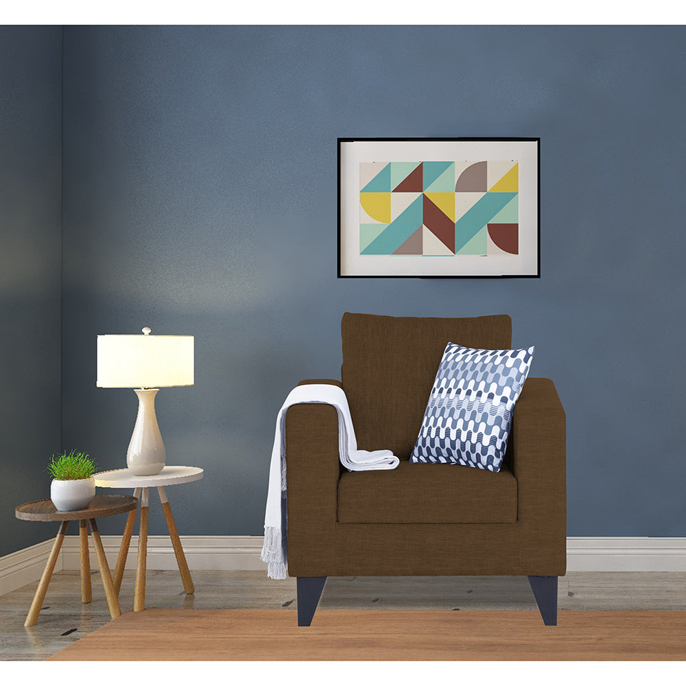Adorn India Straight Line Plus Decent 1 Seater Sofa (Brown) (3 Year Warranty)