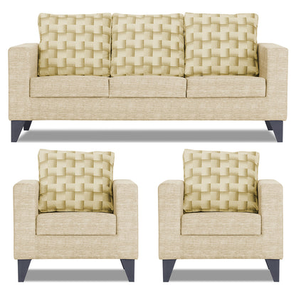 Adorn India Straight line Plus Bricks 3+1+1 5 Seater Sofa Set (Beige) (3 Year Warranty)