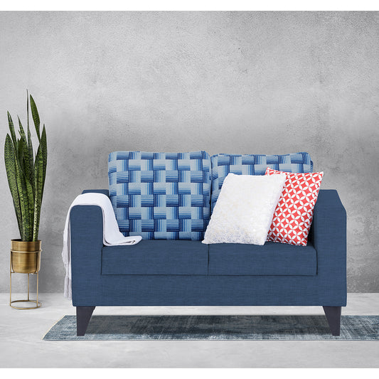 Adorn India Straight line Plus Bricks 2 Seater Sofa (Blue) (3 Year Warranty)