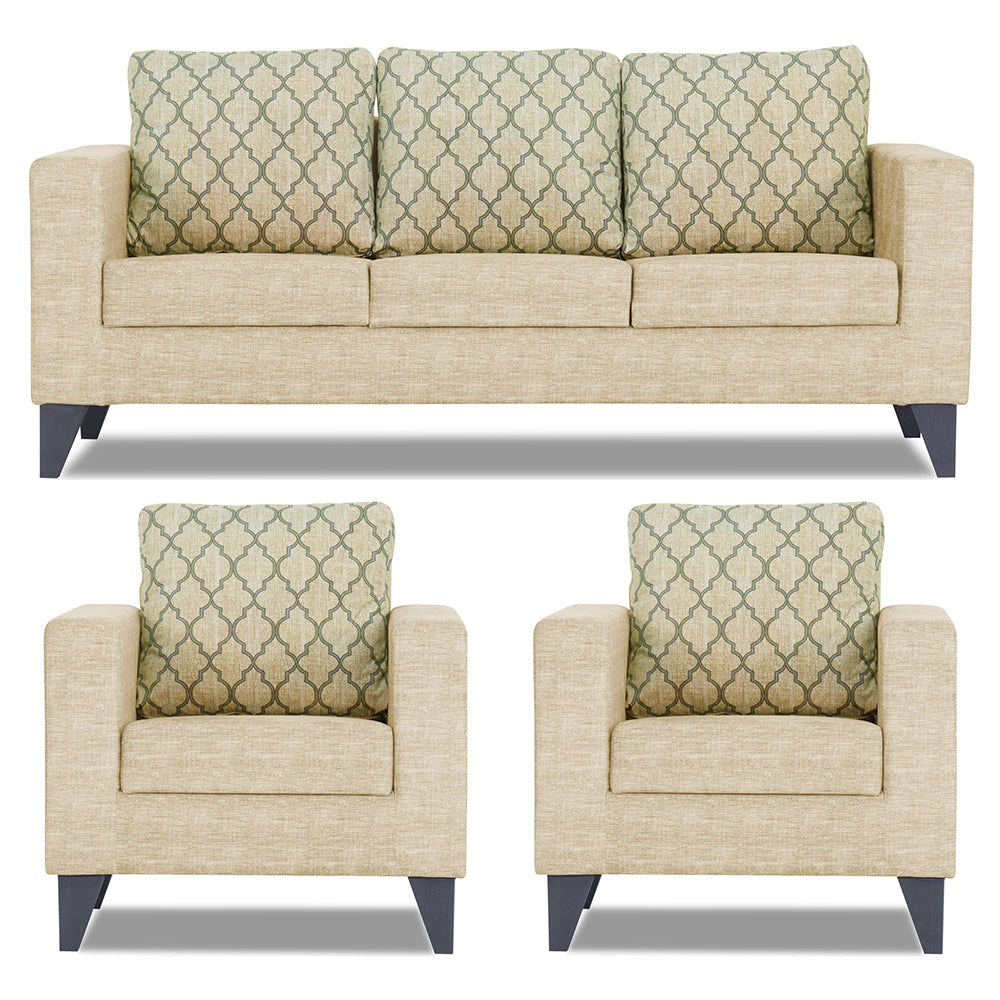 Adorn India Straight line Plus Blossom 3+1+1 5 Seater Sofa Set (Beige) (3 Year Warranty)
