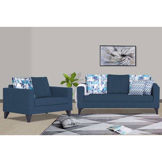 Adorn India Hallton Digitel Print Cushion 3+2 5 Seater Sofa Set (Blue) (3 Year Warranty)