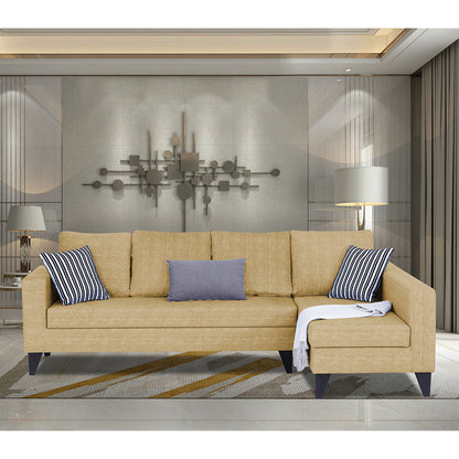 Adorn India Beetle Plus Bricks L Shape 6 Seater Sofa Set (Right Hand Side) (Beige) (3 Year Warranty)